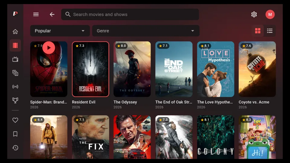Parky's movie library on a Fire TV