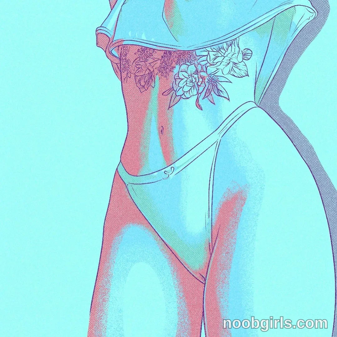 Lain wearing light blue crop top