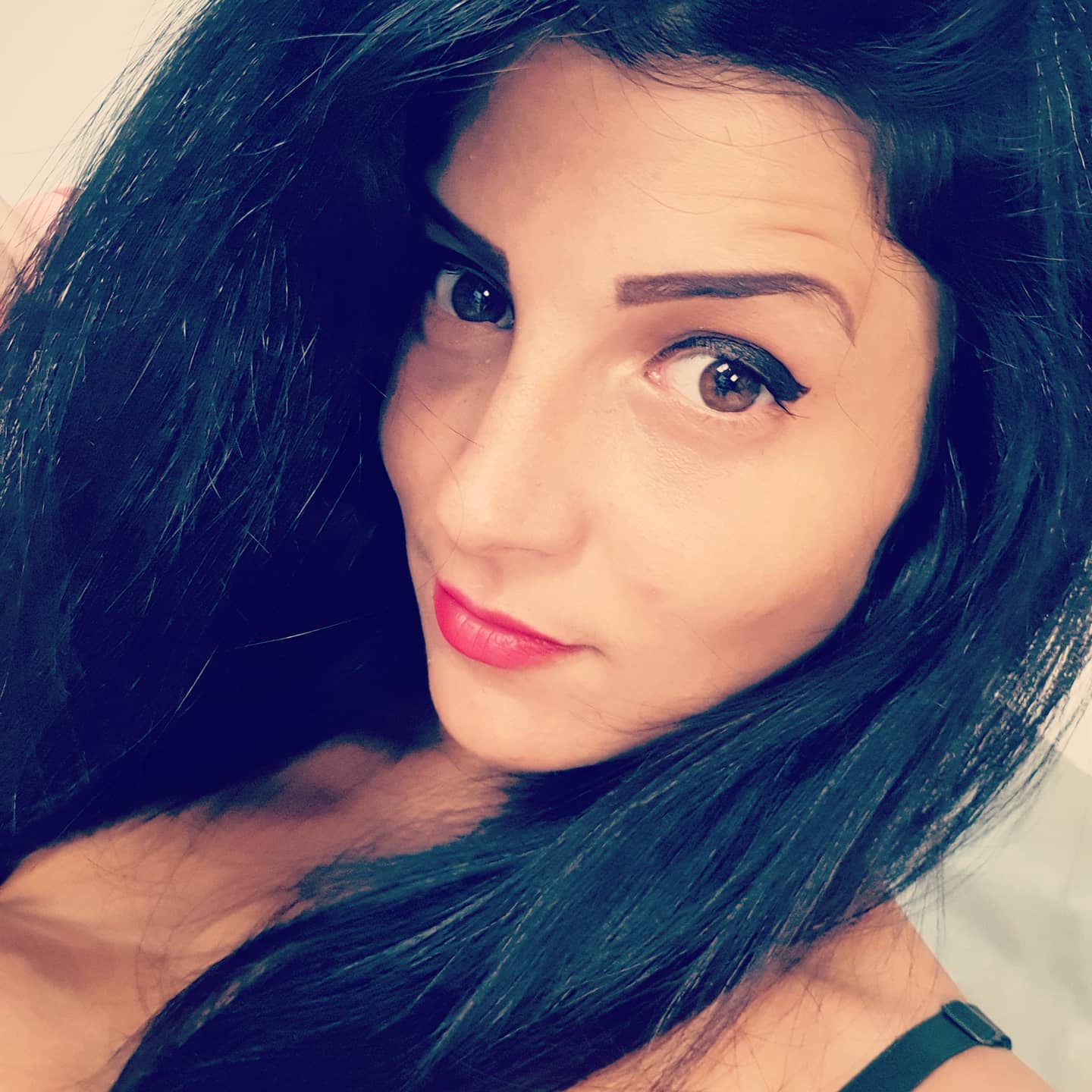 anaworld69 wearing black strap top