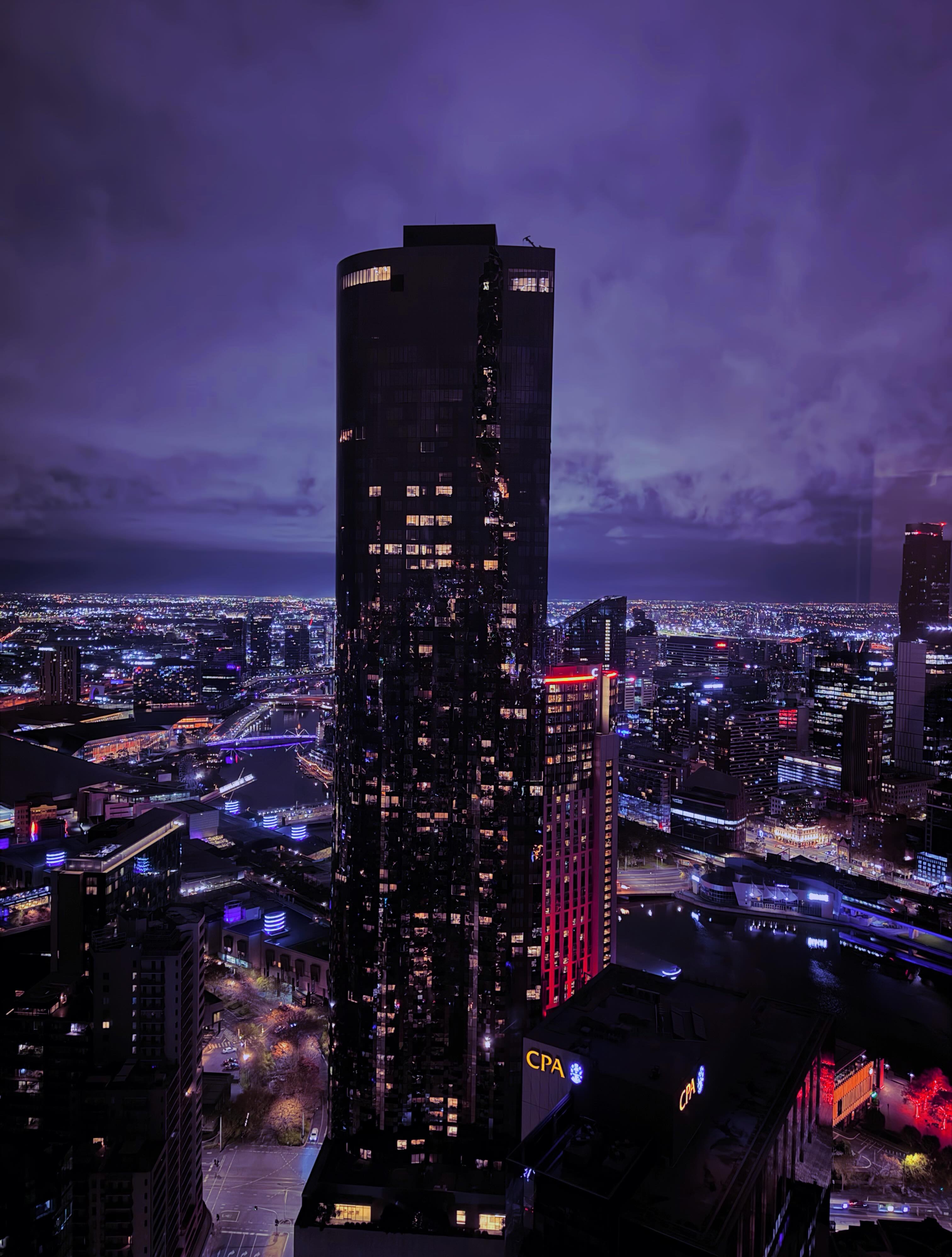 ava_delightt in city skyline at night at Melbourne
