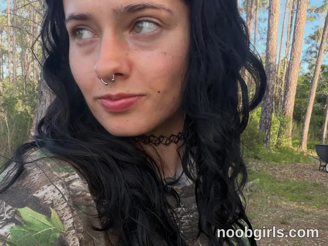 bexbex945874 wearing camouflage top in forest