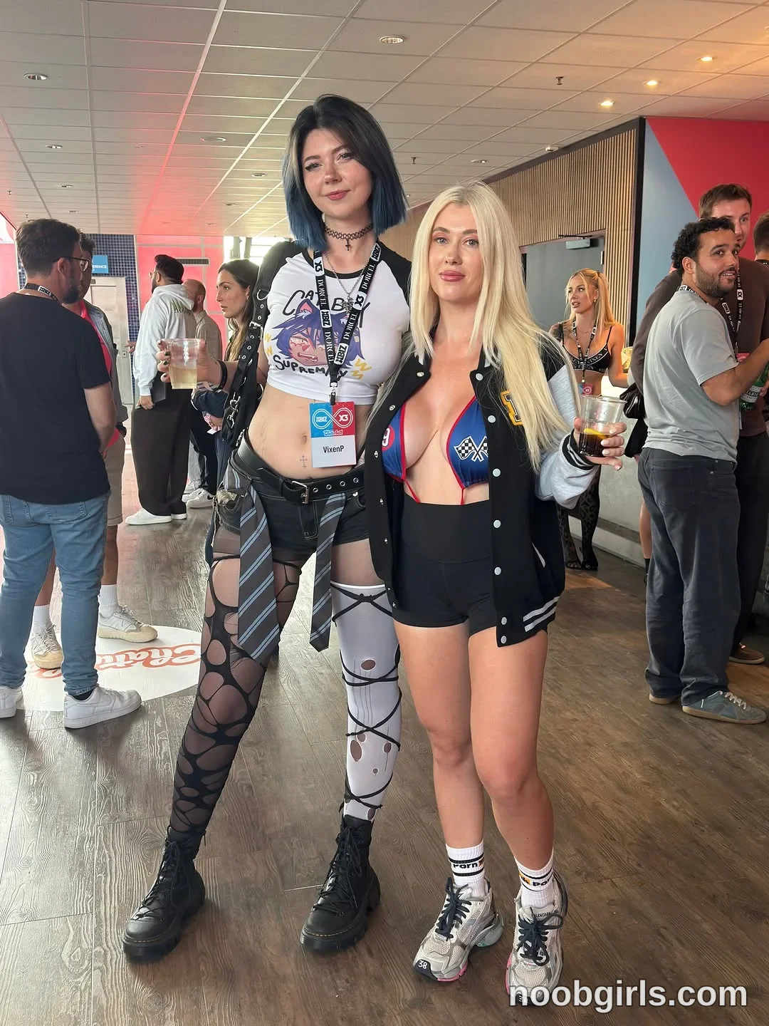 BunnyBlondyX Two women are standing side by side facing the camera