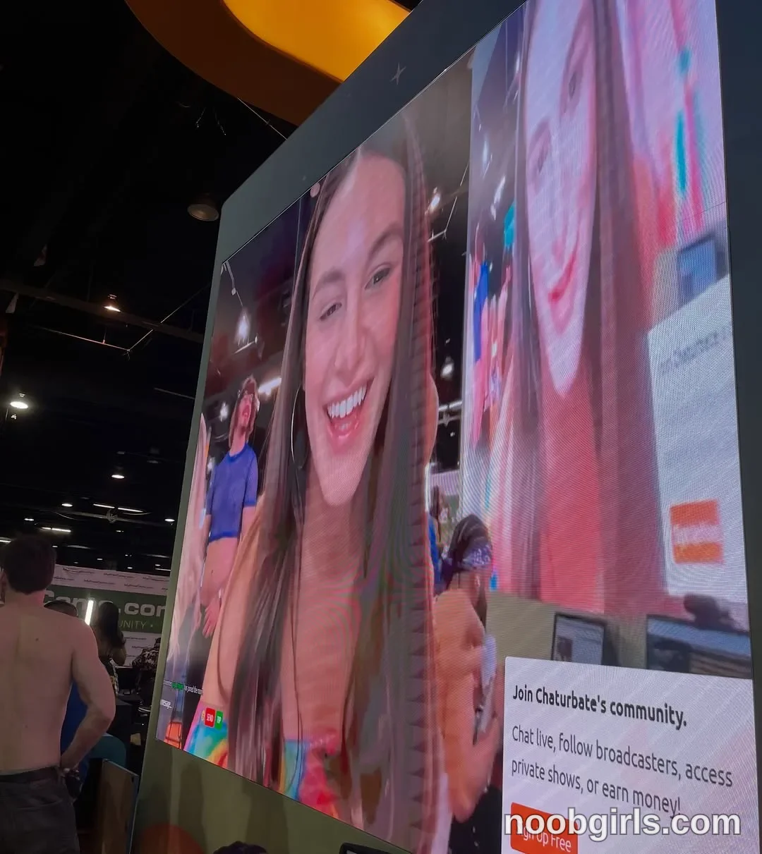 Gracie Smith woman shown on the display is facing the camera with her mouth open