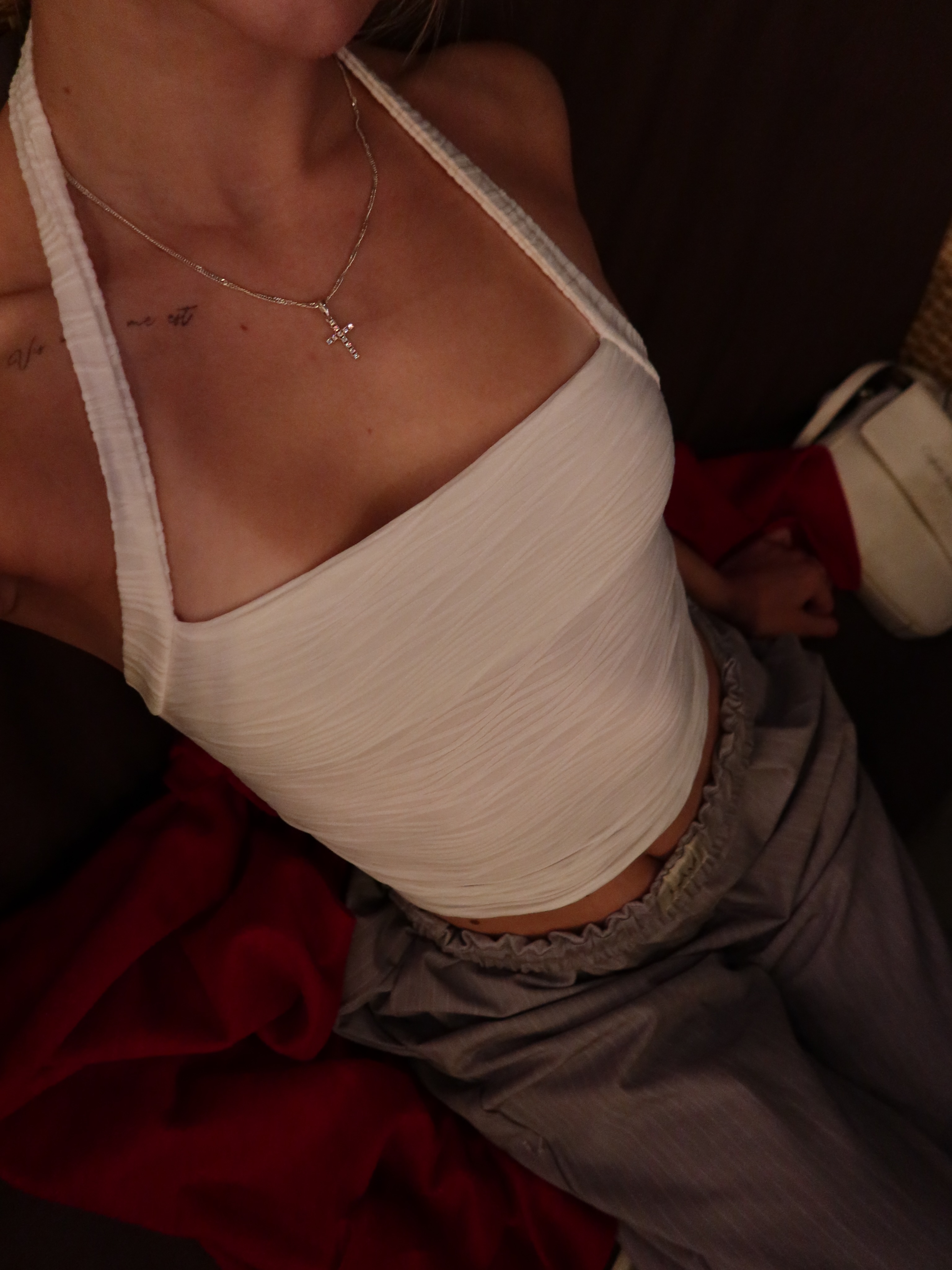 tollysage wearing white halter top